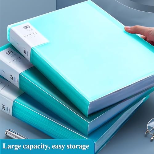 M&G 60 Pocket Binder with Plastic Sleeves 9.2x12, A4 Portfolio Folder with Clear Sheet Protectors, Art Presentation Book, Display 120 Pages, Document Paper Organizer for Artwork, Office(Green) - Image 2