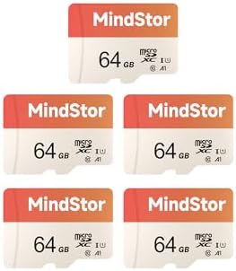 Micro SDXC 64GB Memory Card, MindStor 90MB/s Read Speed TF Card with Adapter, U1, A1 Rated, HD Video Support, Waterproof, for Security Camera, Dash cam, 5 Pack by Unknown