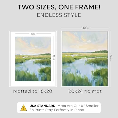 Homeforia 20x24 White Picture Frame, High-End Metal, 16x20 Mat, Glass - Image 3