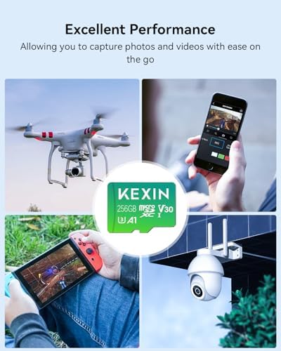 KEXIN 256GB Micro SD Card with Adapter - Up to 90MB/s 4K, V30, A1, C10, 4K UHD High Speed microSDXC UHS-I Memory Card Compatible with Action Camera Drone Game Console Smartphone Tablet,256 G,Single - Image 6