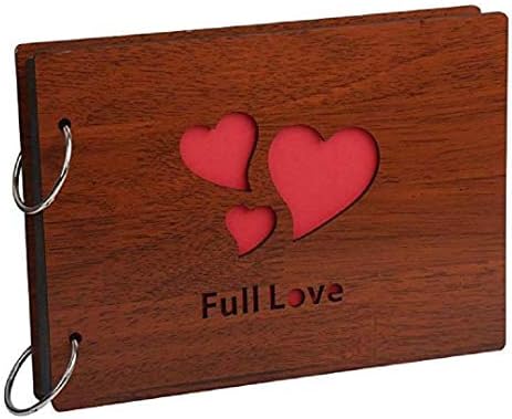Gesteh DIY Scrapbook Album 8 X 6 inches with 1PC Photo Corner Sticker Album Wood Cover Picture scrape Book for Anniversary Wedding Guest sign in Book new born babies Couples Graduation(Full Love) by zmgmsmhendlessefforts