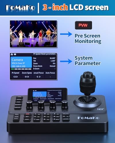 FoMaKo NDI PTZ Camera Controller, LCD Preview, NDI PTZ Controller Keyboard with 4D Joystick, for Church Worship Education Conference Events (NDI License Included) KC606N NDI Controller - Image 6