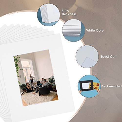 Golden State Art, 25 Pack 8x10 White Photo mat for 5x7 Photo, Thick Cardstock Frame, Pre-Adhesive Mat with Backing Board, Include 25 Clear Bags, Acid Free, For Photo Storage, Display And Mailing - Image 3