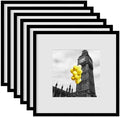 12x12 Picture Frame Set of 6, Display Pictures 8x8 with Mat or 12x12 Without Mat, Tabletop Display and Wall Hanging Photo Frame, Gallery Wall Frame Set, Black by BSRHOME