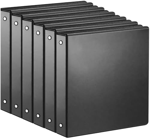 SUIN 1-inch 3 Ring Binder with 2 Interior Pockets, 1''Durable Binders Holds US Letter Size 8.5'' x 11'' Paper - Versatile Binders for Office, Home, and School Use, 6 Pack Black by SuinOffice
