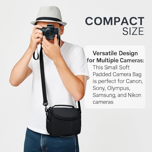 eCostConnection Small Padded Camera Bag with Shoulder Strap – Compact DSLR & Mirrorless Camera Carrying Case, Lightweight Protective Crossbody Case - Image 3