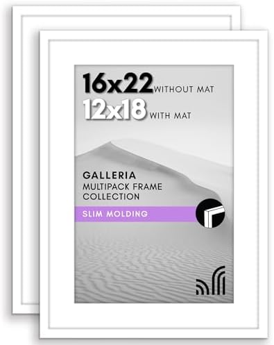 Americanflat 16x22 Poster Frame 2-Pack - Matted to 12x18 - White by Americanflat