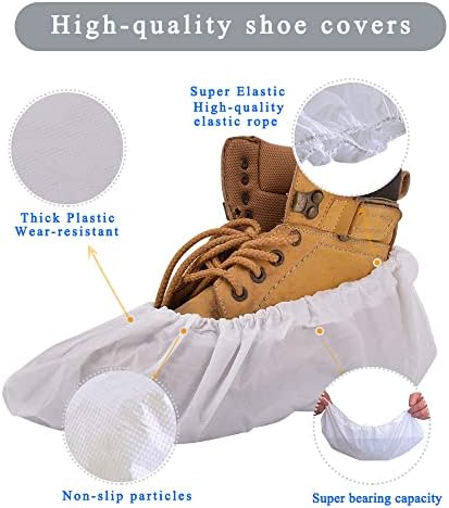 Shoe Covers Disposable,200Pack（100 Pairs）Boot Covers Waterproof Non Slip -Resistant One Size Fits Most for Rain Cleaning Indoor Floor Protection,White - Image 2