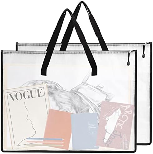 EOOUT 2 Pack 18.5x24.8 Inches Art Portfolio Case, Portfolio Folder for Artwork, Posters Storage Bag with Zipper and Handle Mesh Folder Organizers for Poster, Scrapbook, Keepsake and Bulletin Board by EOOUT
