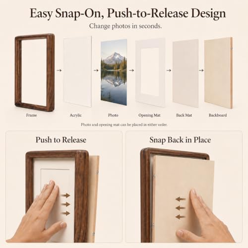 Natural American Black Walnut Wood Picture Frame with Plexiglass, 2x3 Inch Small Solid Wooden Photo Frame with Decorative Joinery Corners, Tabletop Display for Desk / Shelf, Horizontal / Vertical, Home Decor Holiday Gift, Compatible with Fujifilm insta... - Image 5