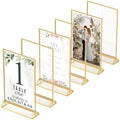 Gold Picture Frames Double-Sided, 6-Pack 8.5x11 Acrylic Table Number Holders, Clear Easel Stands for Signs, Gold Frames for Wedding Table Numbers, Menu Holders, and Photo Displays for Events and Décor by DasherProducts
