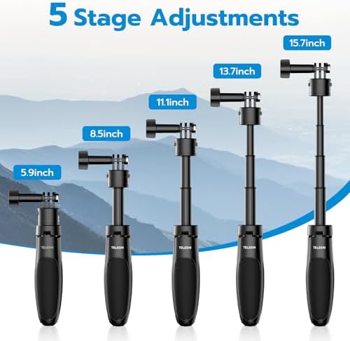 TELESIN 15.75'' Selfie Stick Tripod,Portable Camera Handle Grip Monopod - Image 2