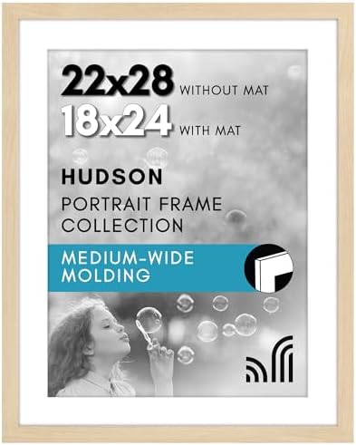 Americanflat 22x28 Poster Frame - Matted to 18x24 - Natural Oak by Americanflat