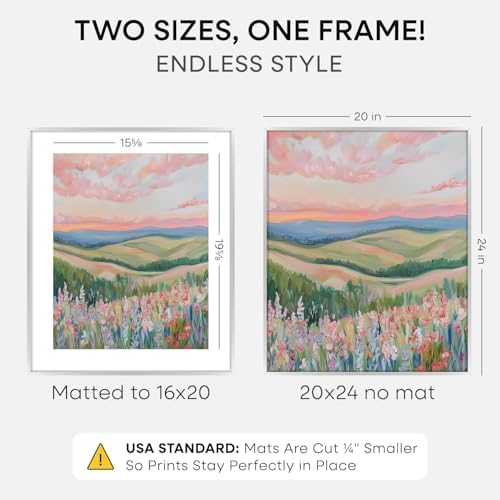 Homeforia 20x24 Silver Picture Frame, High-End Metal, 16x20 Mat, Glass - Image 2