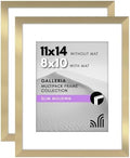 Americanflat 11x14 Picture Frame 2-Pack - Matted to 8x10 - Gold by Americanflat