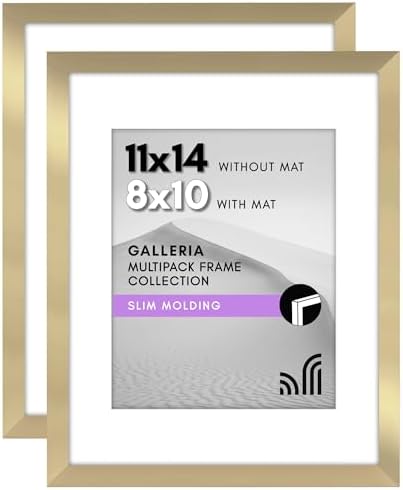 Americanflat 11x14 Picture Frame 2-Pack - Matted to 8x10 - Gold by Americanflat