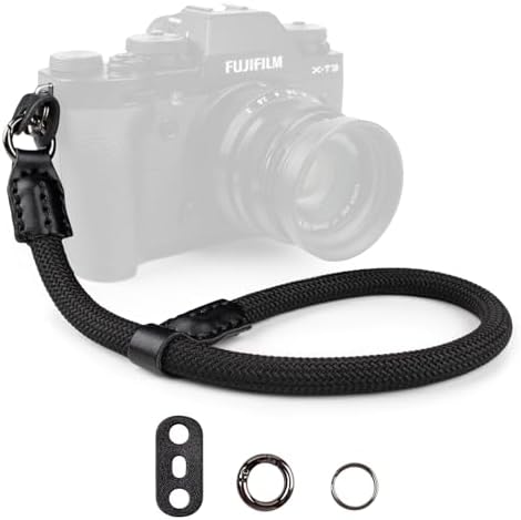 VOVMOEYA Rope Camera Wrist Strap,Camera Hand Strap Compatible with A6400 A6000 A7 IV,for Fujifilm X100V for Nikon Zf Z30 for Canon EOS R6 R7 R8 R10 Camera Wrist Straps for dslr - Black - Image 3