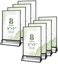 8 Pack 5x7 inch Acrylic Sign Holders, Double Sided Picture Frame Black by ALFFUN