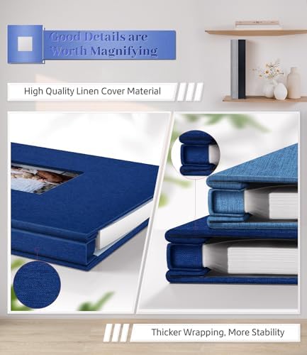 Artfeel Photo Album Self Adhesive Scrapbook Album for 3x5 4x6 5x7 8x10 Pictures, 60 Pages Linen Cover with Display Window DIY Photo Book,Ideal Gifts for Family Travel Wedding Baby - Image 5
