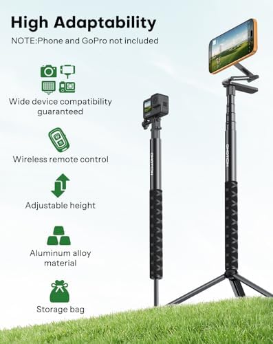 OMOTON CV08-B1 Golf Tripod & Monopod, 5-in-1 Golf Swing Recording Pro Kit - Image 2