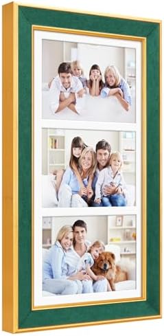 Suede 8x16 Picture Frame Display 3 Opening 5x7 Picture Frames Collage Wall Decor with Mat,Multi Photo Frame for Plexiglass,Wall Decor,1Pack,Green by AnoziebyProductsunder