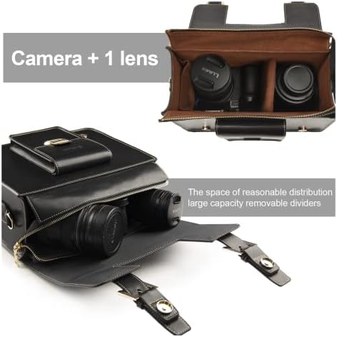 Cwatcun 3-in-1 Retro Camera Bag, PU Leather Camera Crossbody/Backpack/Case - Image 3