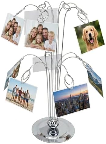 HOHIYA 14" Photo Display Tree with 12 Clips Stainless Steel Stand by HOHIYA