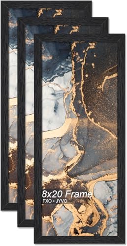 Fxojyvo 8x20 Picture Frame Set of 3 Black Engineered Wood Wall Hanging by Fxojyvo