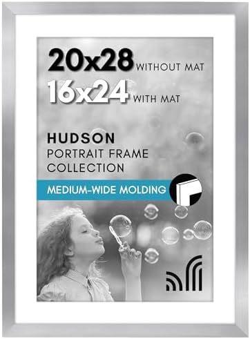 Americanflat 20x28 Poster Frame - Matted to 16x24 - Silver by Americanflat