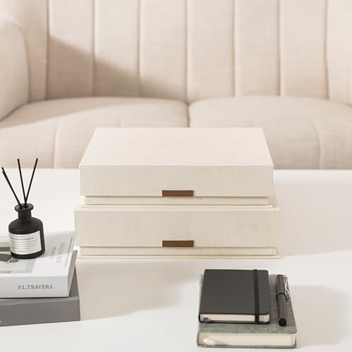 Soul & Lane - Letter Keepsake Storage Box, Magnetic Lid, Set of 2, Beige - Image 3