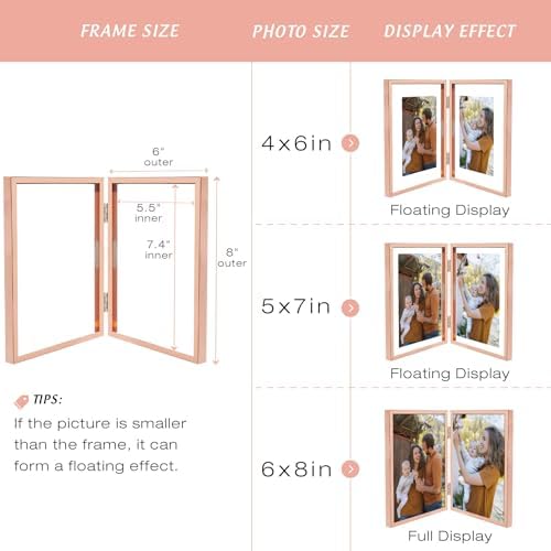 Golden State Art 6x8 Hinged Metal Picture Frame, Rose Gold, Tabletop - Image 5