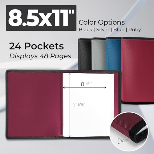Dunwell Art Portfolio 8.5x11, 24 Pockets, Displays 48 Pages, Ruby - Image 2