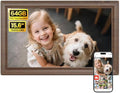 64GB 15.6" Frameo Digital Picture Frame WiFi, Large Electronic Photo Frames Wood 1920 x 1080 IPS FHD Touch Screen, Send Photos from Your Phone from Anywhere, Best Gifts for Family and Friends by BIGASUO