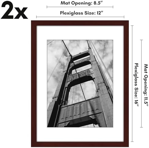 Americanflat 12x16 Picture Frame 2-Pack - Matted to 9x12 - Mahogany - Image 2