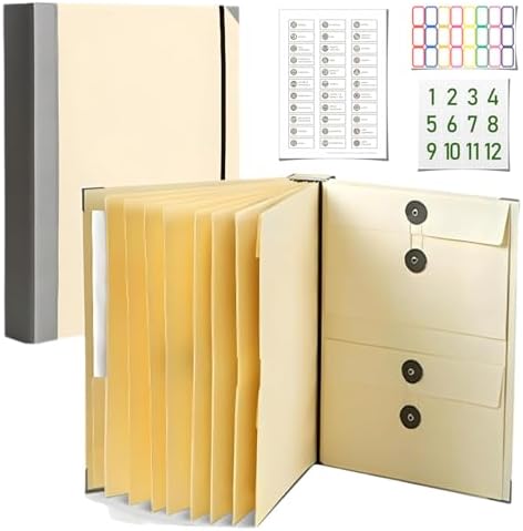 Important Document Organizer|Personal Binder Organizer with Labels Accordion File Stylish Binder for Storing Important Papers, Certificates, Passports, Photos, and Letters (Khaki) by ruileeccl