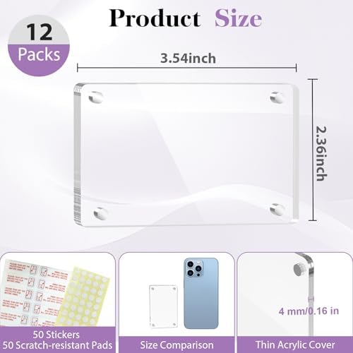 SAMYUCHO 12 Packs Magnetic Picture Frame for Refrigerator, 2.36 x 3.54 Inch - Image 2