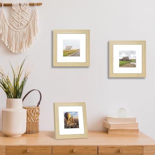 6x6 Picture Frame Set of 4 with Real Glass, Wall & Tabletop Display - Image 2