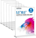 xydstay 5.5 x 8.5 Acrylic Sign Holder 6 pack, Clear Table Display Stand by xydled