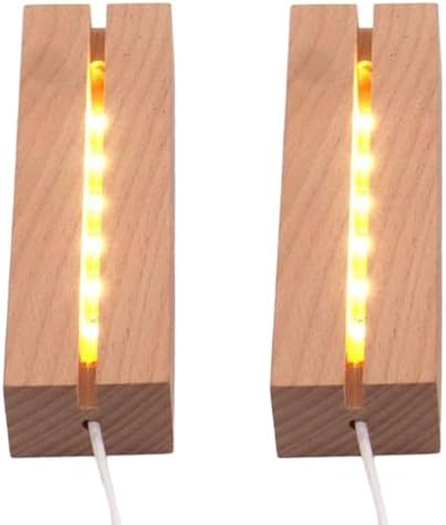 2Pcs Rectangle Wood LED Light Stand Display Base for Plexiglass Crystal Art by Lyshujli