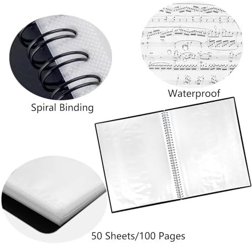 50 Pockets Portfolio Binder with Plastic Sleeves, Presentation Book Display 100 Pages File Folder for Artwork, Sheet Music, Document, Diamond Painting (50 Pockets Portfolio Binder) - Image 3