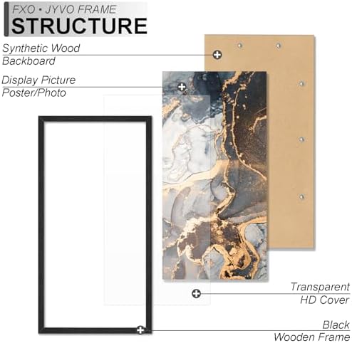 Fxojyvo 18x36 Picture Frame Set of 2 Black Engineered Wood Wall Hanging - Image 3