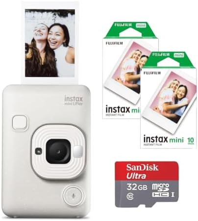 Fujifilm INSTAX Mini LIPLAY Hybrid Instant Camera (Misty White Starter Bundle) by FUJIFILM