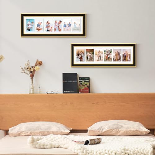 Suede 8x26 Picture Frame Display 6 Opening 4x6 Picture Frames Collage Wall Decor with Mat,Multi Photo Frame for Plexiglass,Wall Decor,1Pack,Black - Image 7