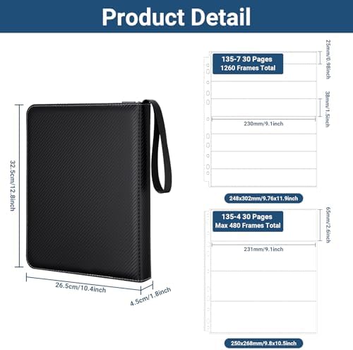 Acid Free Film Negative Storage Kit - 3 Ring Binder with 30 Pack 1260 Frames 35mm Negative Sleeves, 35mm Slide Storage Pages & 30 Pack 600 Pockets 120 Film Sleeves - Image 2