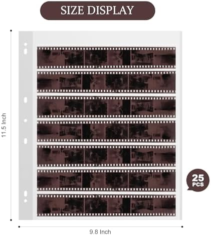 25 Pcs 35mm Film Negative Sleeves Film Negative Storage Presentation Materials 35mm Size Negative Pages Holds Seven Strips of Six Frames Help You Collect and Organize Film - Image 2