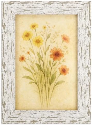 puthiac 4x6 Rustic Farmhouse Picture Frame, Distressed White, 1 Pack by PUTHIAC