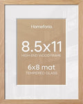 Homeforia 8.5x11 Natural Oak Picture Frame, High-End Wood, 6x8 Mat, Glass by Homeforia