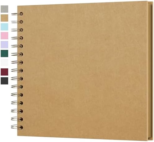 Scrapbook Album 8x8in, Acid-Free Kraft Paper 20 Sheets 40 Pages by Yopih