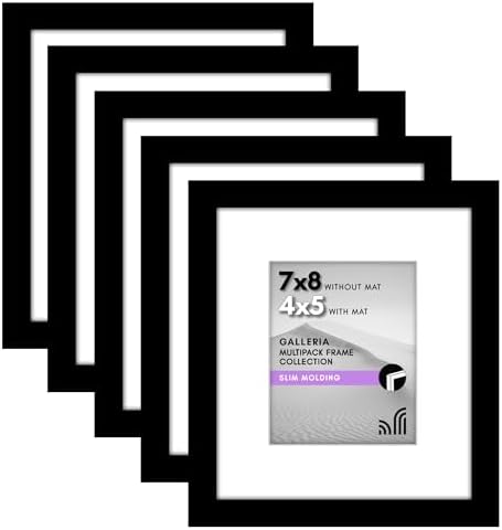 Americanflat 7x8 Picture Frame 5-Pack - Matted to 4x5 - Black by Americanflat