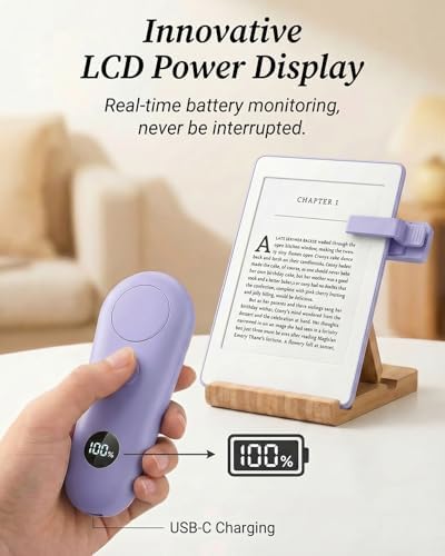 RF Remote Control Page Turner with Upgrade LCD Power Display, Wireless Reading Clicker for Kindle Paperwhite Kobo Oasis iPad, Phone Camera Remote Trigger, 36-Month Warranty (Purple) - Image 2